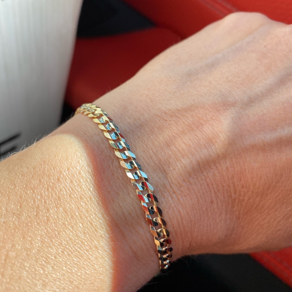 5mm 14k yellow gold Cuban concave Bracelet 7.5" - Picture 7 of 8